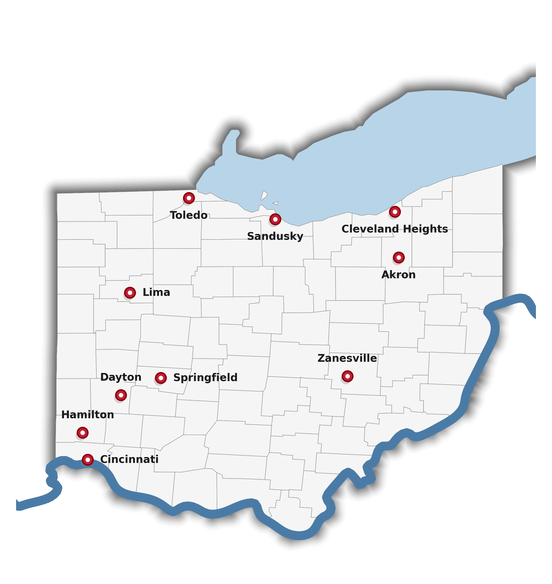 Map of Ohio communities participating in the Housing Ohio program